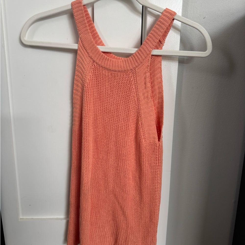 Pink Lily Orange Ribbed Tank Top